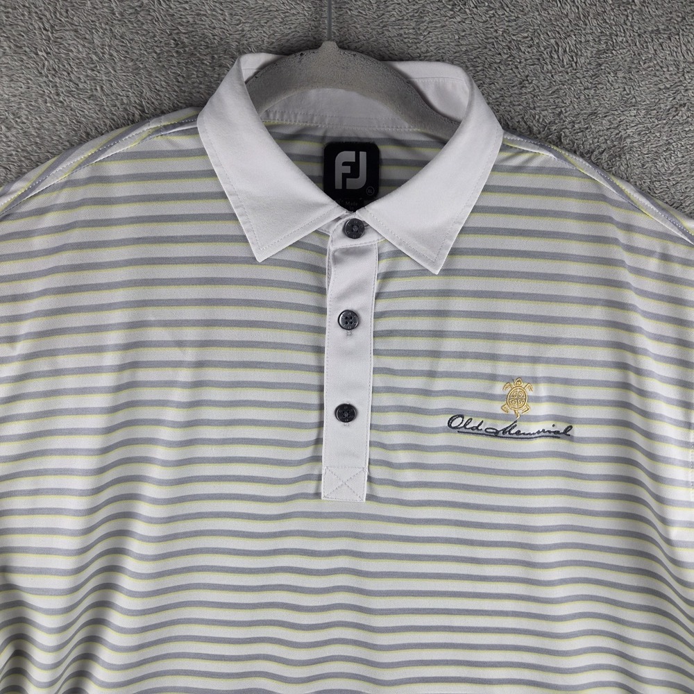 Footjoy x Old Memorial Golf Club Striped Polo Shirt Men's XL Performance Stretch